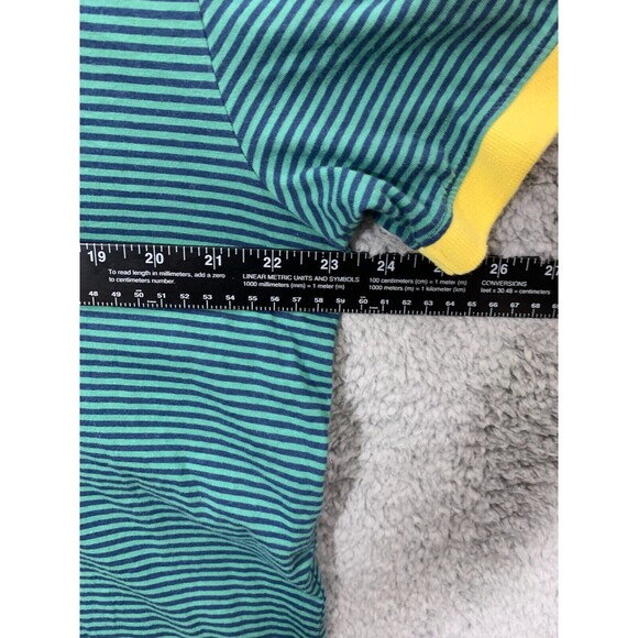 Free Assembly Green Yellow Striped Short Sleeve Polo T-Shirt XL Quarter Button - Picture 9 of 11